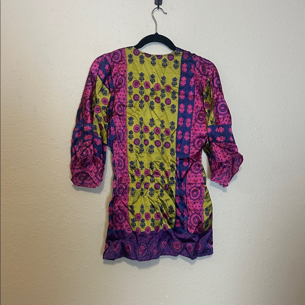 Hale Bob‎ Colorful Silk Shirt Tunic Large Vintage Y2K Size Small - Picture 5 of 6